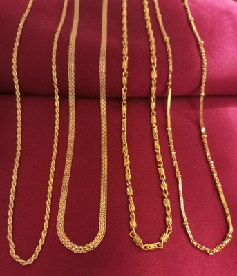 STREEKART 24 inches Chain combo for men & Women pack of 4 Gold-plated Plated Brass Chain