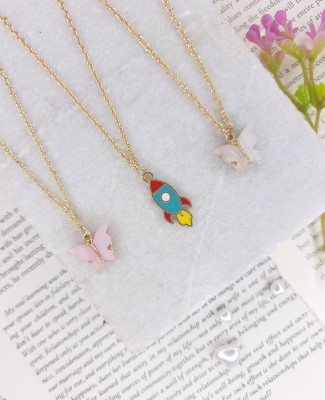 EnlightenMani Unicorn & Universe Collection ~ Pack of 3 Necklaces Gold-plated Plated Alloy Necklace Set