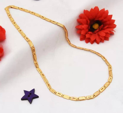 Kanibhashi 1 gram High Quality Indian Polished “20” Inches Gold Chain for Men and boy Gold-plated Plated Alloy Chain