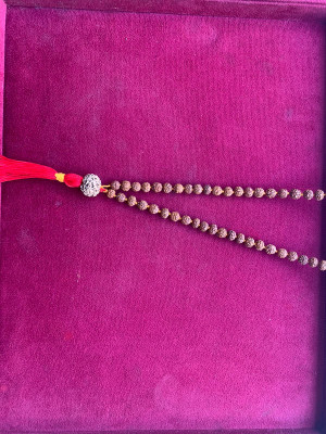 Rudraksham 5 Mukhi Java Rudraksha Mala With Five Nepal Sumeru Rudraksha 108+1 Beads Rudraksha Chain