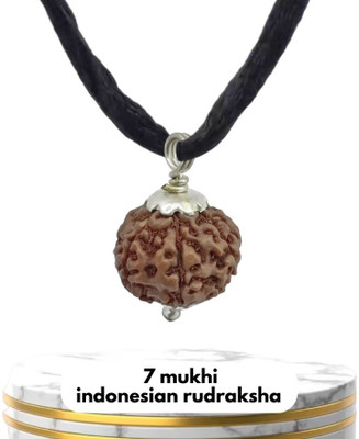 Kuttumb Gems & Jewels Original 7 Mukhi Rudraksha with Pendant from indonesian Certified by Lab Silver Brass Pendant Set