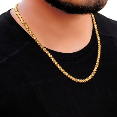 Fashion Frill Golden Men Chain Fancy Design 22Inches Chain For Men Gold-plated Plated Brass Chain