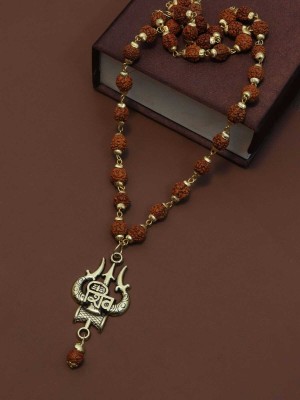 Rashifaashion shiv Big trishul rudraksha mala with Mahakal Necklace Special price Wood Necklace