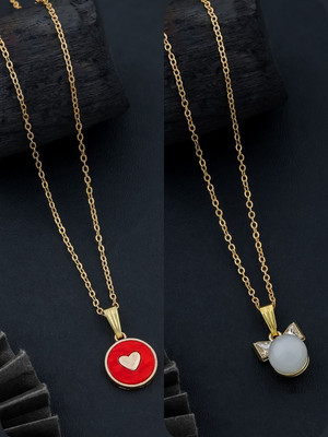 Dressberry Elegant Pack of 2 Necklace Chains – Must-Have Collection Gold-plated Brass Pendant Set