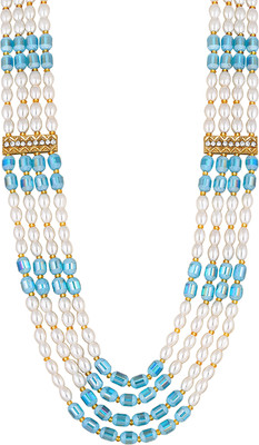 mahi 4 Layers Dulha Moti Mala Beads Gold-plated Plated Alloy Necklace