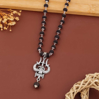 EiVAA Beads Silver Plated Metal, Wood Chain