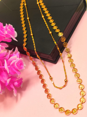 Divyanshi Collection Combo Of 2 Gold Plated Partywear Ladies Chain Gold-plated Plated Brass Chain