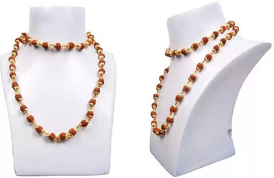 Ruhi Collection Religious Jewelry Lord Shiv Rudraksha Mala with Golden Cap Gold-plated Plated Brass Chain Set