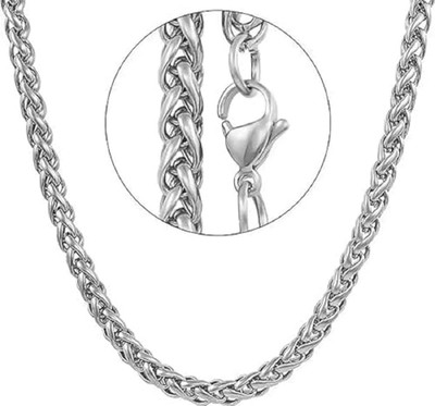 SMILE ME Traditional link Heart silver long fancy Necklace chain for men boys male Sterling Silver Plated Stainless Steel Chain