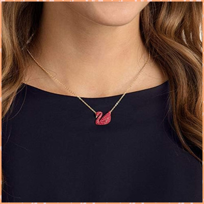 TVI Single Layered Red Swan Pendant Necklace For Girls And Women Gold-plated Plated Alloy Necklace