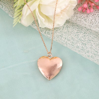 Jewelgenics Rose Gold Heart Locket Pendant Chain Necklace Crystal Gold-plated Plated Alloy Necklace