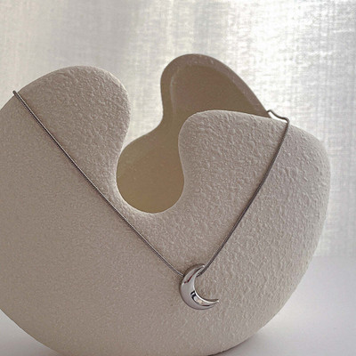 Just lil things Silver Crescent Moon Necklace jltn0689 Alloy Chain