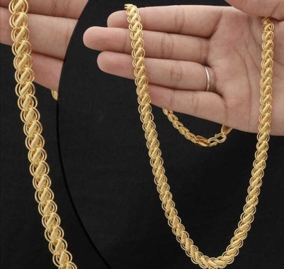 NOJRASHI 1 gram High Quality Indian Polished “20” Inches Gold Chain for Men and boy Gold-plated Plated Copper Chain