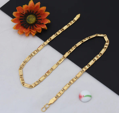 Kanibhashi 1 gram High Quality Indian Polished “20” Inches Gold Chain for Men and boy Gold-plated Plated Alloy Chain