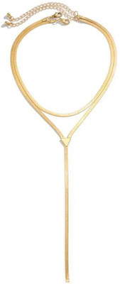 Oomph Gold Tone Snake Chain Multi Layer Lariat Style Party-wear Choker Necklace Beads Gold-plated Plated Alloy Necklace
