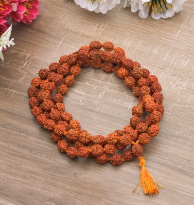 GIACOMO 5Mukhi(5 Face) Natural Original Rudraksha Mala 108 Beads 10mm for Men and Women Beads Wood, Alloy Necklace