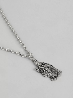 Harsh Enterprises Unisex Radha Krishna Pandent Nacklace With Chain Silver Stainless Steel Locket