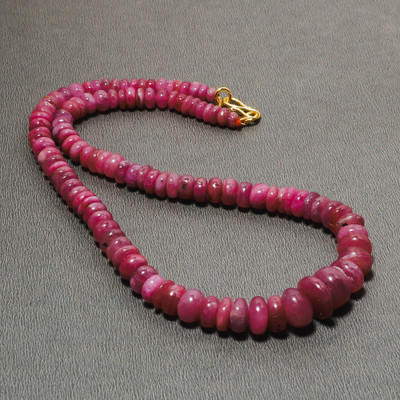 Silver Aura Creations Natural Ruby Beads Necklace With Gold Polished Chain Ruby Gold-plated Plated Sterling Silver Necklace