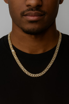 Influtive Premium Gold-Plated Men's CZ Cuban Chain | Stylish & Elegant Link Necklace Cubic Zirconia Gold-plated Plated Brass Chain