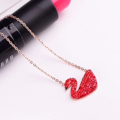 Vembley Modern Single Layered Red Swan Pendant Necklace For Women Gold-plated Plated Alloy Necklace