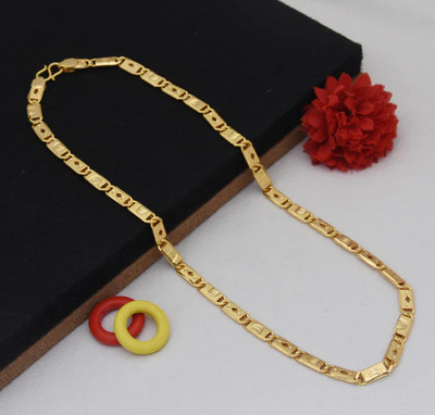 NOJRASHI 1 gram High Quality Indian Polished “20” Inches Gold Chain for Men and boy Gold-plated Plated Alloy Chain