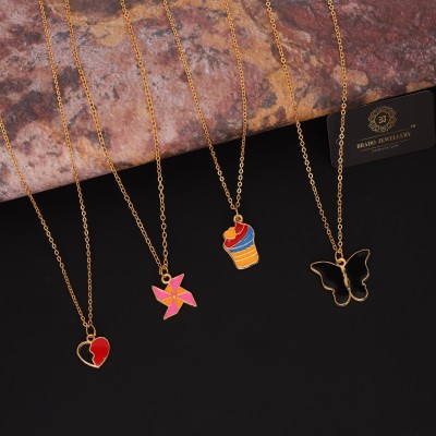 brado jewellery Different pendant chain necklace for women and girls Gold-plated Plated Brass Necklace