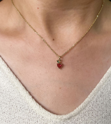 lololepa Strawberry Drop Necklace Stainless Steel Necklace