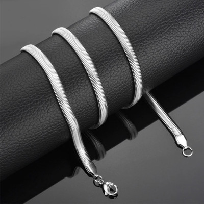 Nineteenth july Jewels Stainless Steel Fancy 3mm silver snack long Chain for men and women. Silver Plated Stainless Steel Chain
