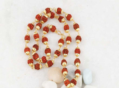 Malas Collection Rudraksha mala Panchmukhi Rudraksh Mala gold plated wood chain for men Wood Chain