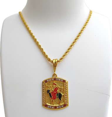 MANYA NOVELTY STORE Gold plated Meldi Maa chain pandent for Mens and Boys. Agate Gold-plated Plated Alloy Chain Set