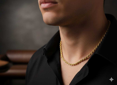 Footride Gold Plated Waterproof Chain for Men and women 22inch Gold-plated Plated Brass Chain Set