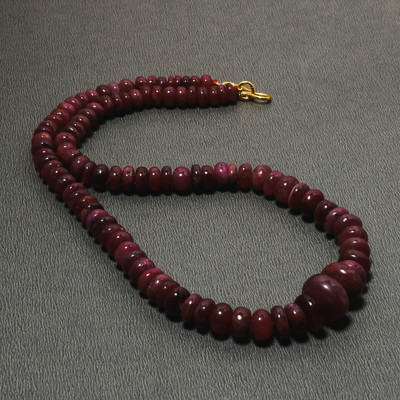 Silver Aura Creations Natural Gemstone Beaded/Pearl Necklace With Attractive Design Ruby Gold-plated Plated Sterling Silver Necklace