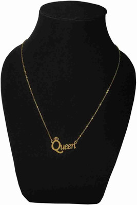 REVERSEA Queen Name Letter Locket Pendant Necklace With Chain Gold-plated Plated Alloy Chain