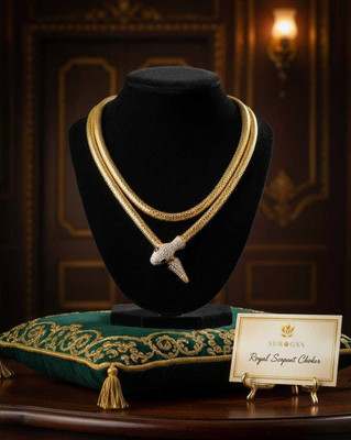 Surogya SURGYA Royal Serpent Choker Necklace for Women Cubic Zirconia Brass Plated Brass Necklace