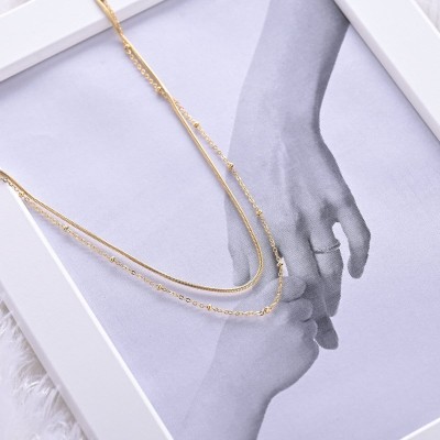 Vriva Jewels Gold Plated 2 Layerd Chain Necklace Gold-plated Plated Alloy Necklace