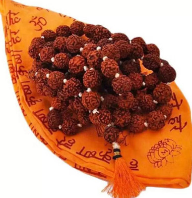 Stance 5 Mukhi Natural 7mm Mala 108 with Jaap Jholi Pack of 1 Beads Rudraksha Chain