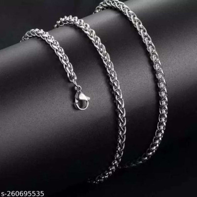 Pitaamaa Trendy Men SILVER SILVER Plated Chain (Pack-1)JN022 Silver Plated Brass Chain