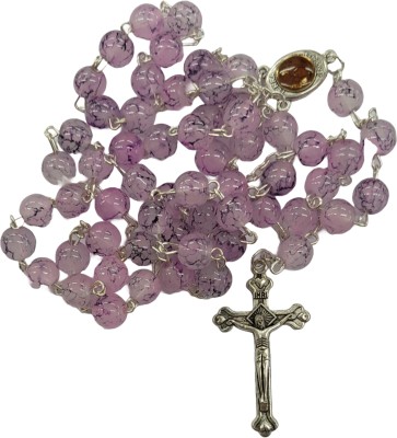 Divine Creations Rosary Jerusalem Purple Holy Land Rosary with Holy Soil Medal Metal Chain