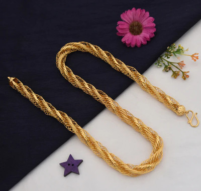 VAMIBHALAMI 1 gram High Quality Indian Polished “20” Inches Gold Chain for Men and boy Gold-plated Plated Alloy Chain