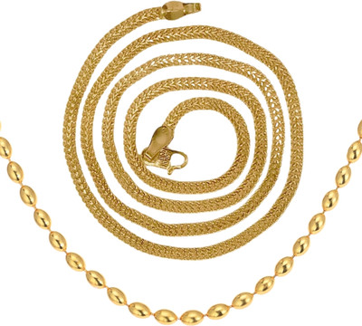 AanyaCentric 22inches Long Combo of 2 Gold-plated Plated Brass Chain