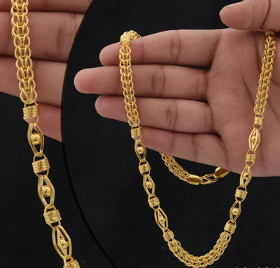 NOJRASHI 1 gram High Quality Indian Polished “20” Inches Gold Chain for Men and boy Gold-plated Plated Alloy Chain