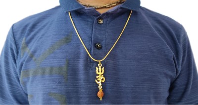 shri haridas Om Trishul Locket Gold-plated Plated Alloy Chain