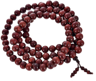 Ysk Sandalwood Red Mala Chandan Jaapmala Knotted Japa Mala-108+1 Beads(8 MM) Wood Necklace