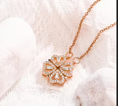 BRIGHTFRAME elegant rose gold necklaces, both designed with sparkling heart-shaped motifs-05 Gold-plated Plated Stainless Steel Necklace
