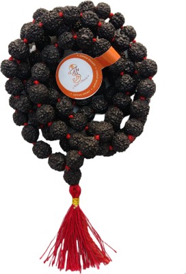jupiter speaks Black Rudraksha Mala 5 Mukhi 9-10MM for Japa Puja & Neck Wearing 108+1 Nos Beads Wood Chain