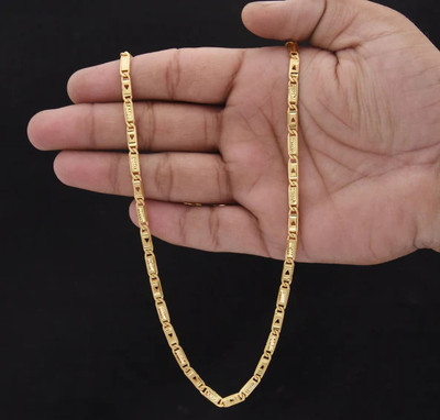 XAYIZ 1 gram High Quality Indian Polished “20” Inches Gold Chain for Men and boy Gold-plated Plated Alloy Chain