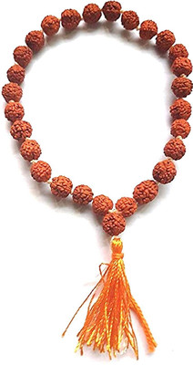 Firmus 5 Mukhi Rudraksha mala 27+1 beads (7-8mm) For Jaap & Wearing On Wrist 27 beads Wood Layered