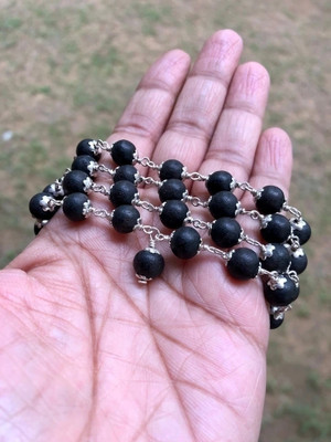 Mtr handicrafts Pure Karungali Kattai malai with g's cap beads size 6 mm Wood Necklace