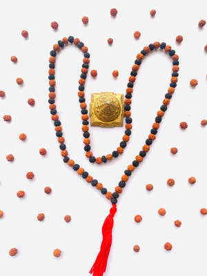 Rudraksham 55 Black & 54 Brown Rudraksha Beads Handmade Mala for Meditation, Prayer Rudraksha Chain