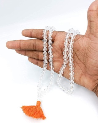 GODHEAD Natural Sphatik Mala Round Shape Quartz Mala 108 Beads Original Diamond Cut Crystal Chain